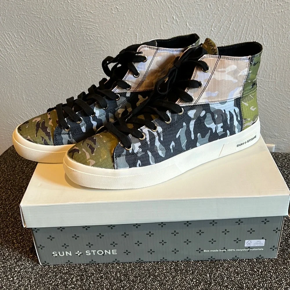 Men's Mesa Camo Print Patchwork Lace-Up High Top Sneakers. (New) - Picture 1 of 8